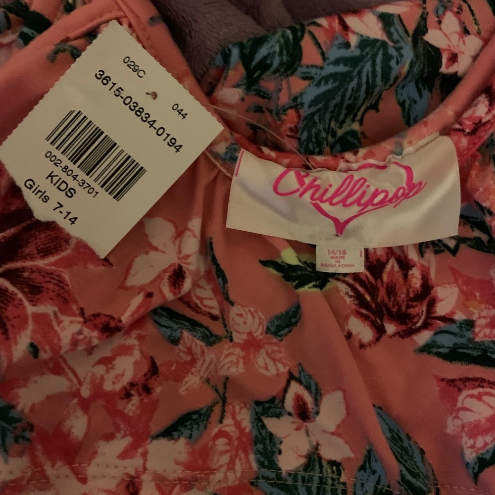 Girls pink flowery romper